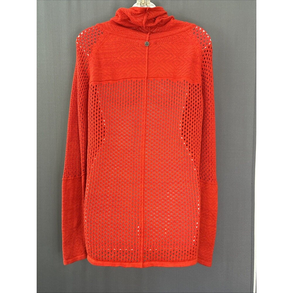 prAana Cedar Cowl Neck Cotton Wool Open Knit Pullover Sweater Orange Red Small - Picture 4 of 14